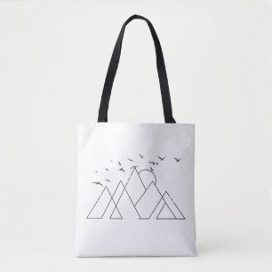 Bolsa Tote Montanhas Geométricas Simples Com Arte Da Natureza