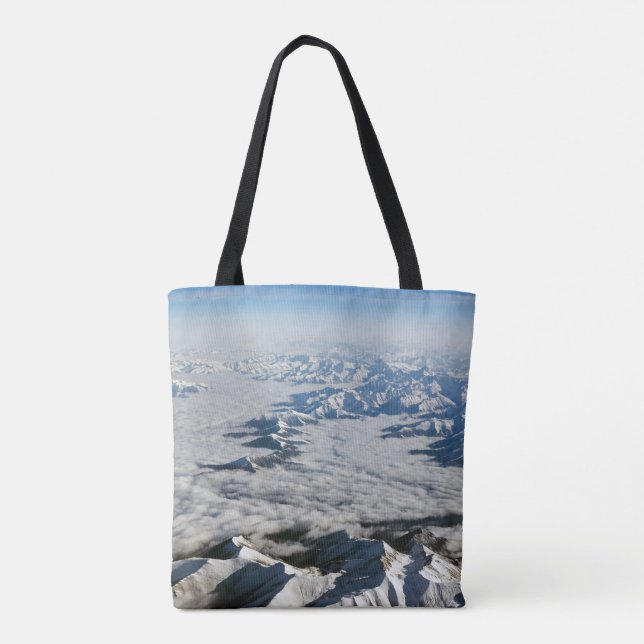 Bolsa Tote Montanhas Himalaya sob nuvens - Tibete (Verso)