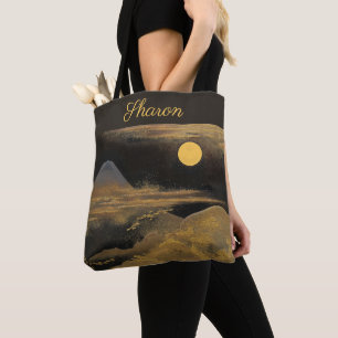 Bolsa Tote Monte Fuji com Lua - Ouro: