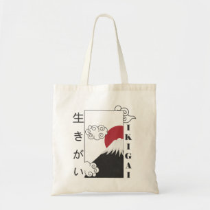 Bolsa Tote monte fuji retrô kanji japonês