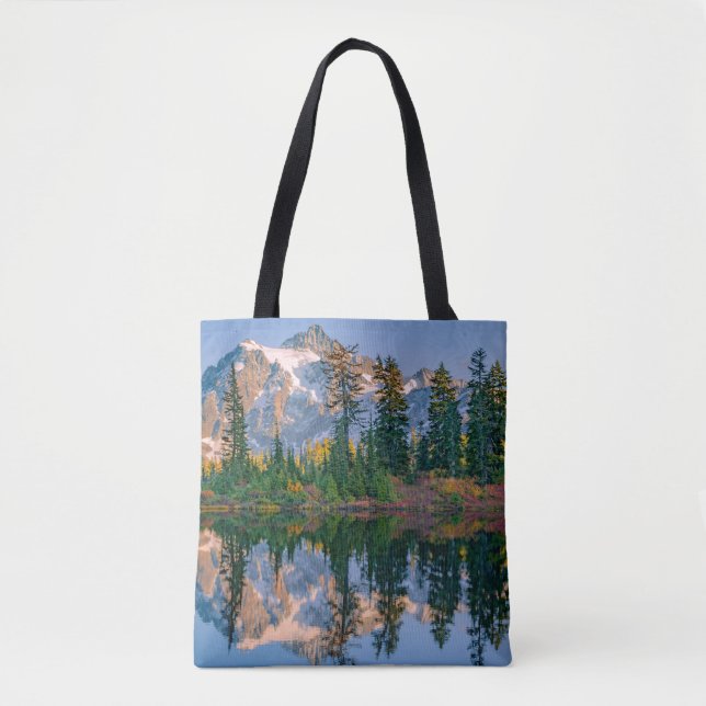 Bolsa Tote Monte Shuksan refletido no Reflection Lake (Frente)