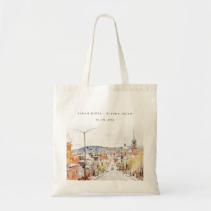 Bolsa Tote Montpelier City Scape Vermont Watercolor Casamento