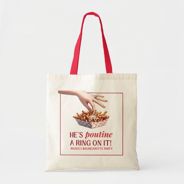 Bolsa Tote Montreal Quebec Poutine com um Anel Bachelorette (Frente)