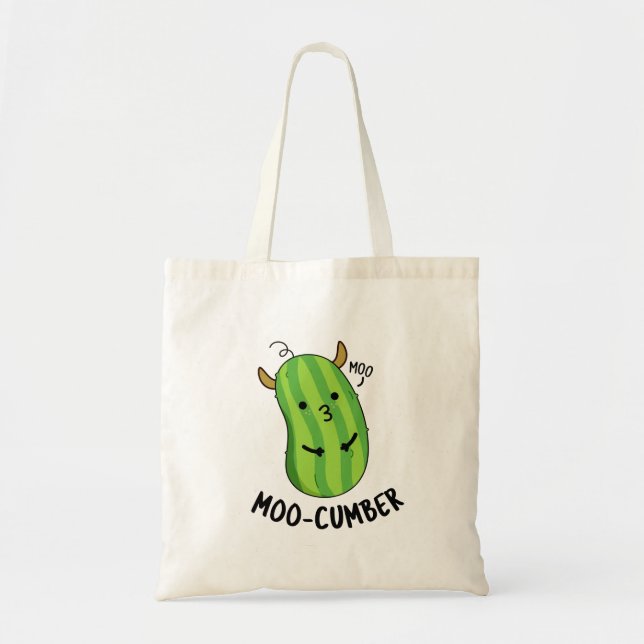 Bolsa Tote Moo-cumber Funny Veggie Cucumber Pun (Frente)