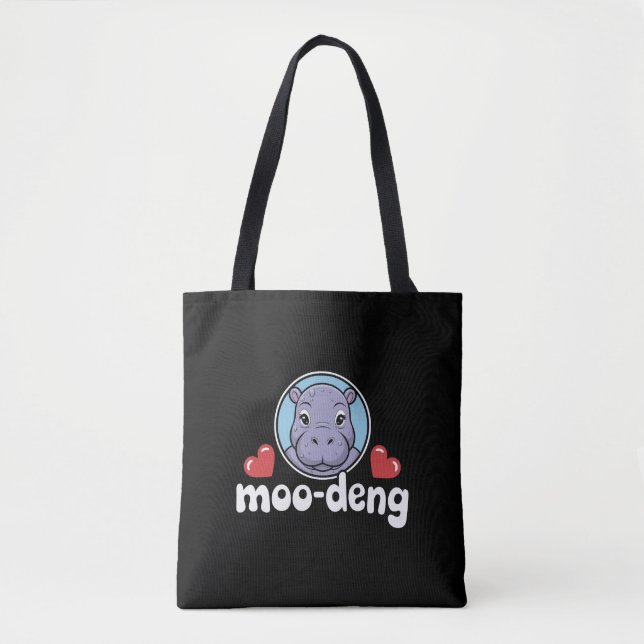 Bolsa Tote Moo Deng Bouncy Pig em Tailandês Picture Baby Hipp (Frente)
