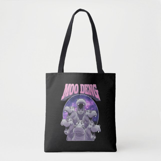 BOLSA TOTE MOO NEGA O FAMOSO BEBÊ PIGMY HIPPO MOODENG (Frente)
