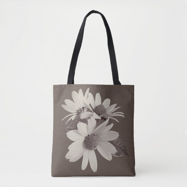 Bolsa Tote Moody Brown Daisy Custom Monogram Chince Style (Frente)