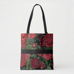 Bolsa Tote Moody Florals Black & Burgundy Monograma