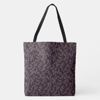 Bolsa Tote Moody Modern Chic Botanic Leaf Dark Roxo