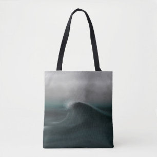Bolsa Tote Moody, onda verde profunda em tempestade