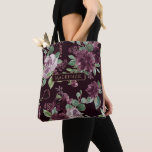 Bolsa Tote Moody Passion | Rosa De Vinho Roxo Dramático<br><div class="desc">Drama e intrigas encontram elegância sofisticada nesta paleta colorida de joias moody, com floral de aquarela pintada manualmente em tons roxos luxuosos de ameixa, berinjela e lavanda empoeirada embelezada por sotaques botânicos verdes. Da coleção "Love Bloom", este maravilhoso design apresenta buquês boêmicos ricos de flores silvestres boêmicas com flores radiantes...</div>