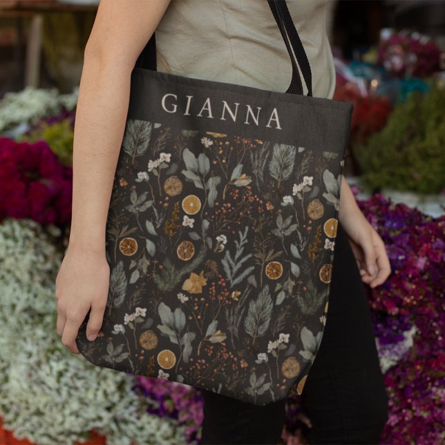 Bolsa Tote Moody Winter Botanical Personalizado (Criador carregado)