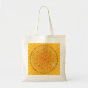 Bolsa Tote Moola Mantra / Blume Des Lebens / radial amarelo B