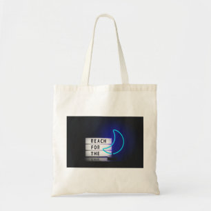 Bolsa Tote Moon Art Reach for the Moon Sign Typographics Imag