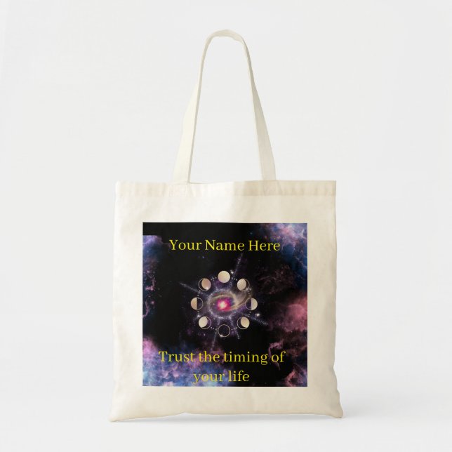 Bolsa Tote Moon Phases Tote Bag – Sacred Geometry & Personal  (Frente)