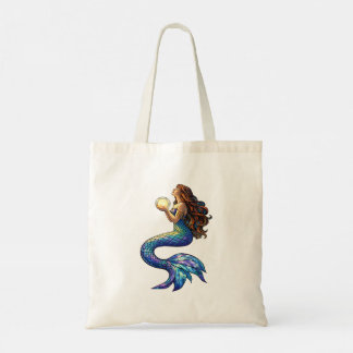 Bolsa Tote Moonlight Mermaid Stained Glass Art