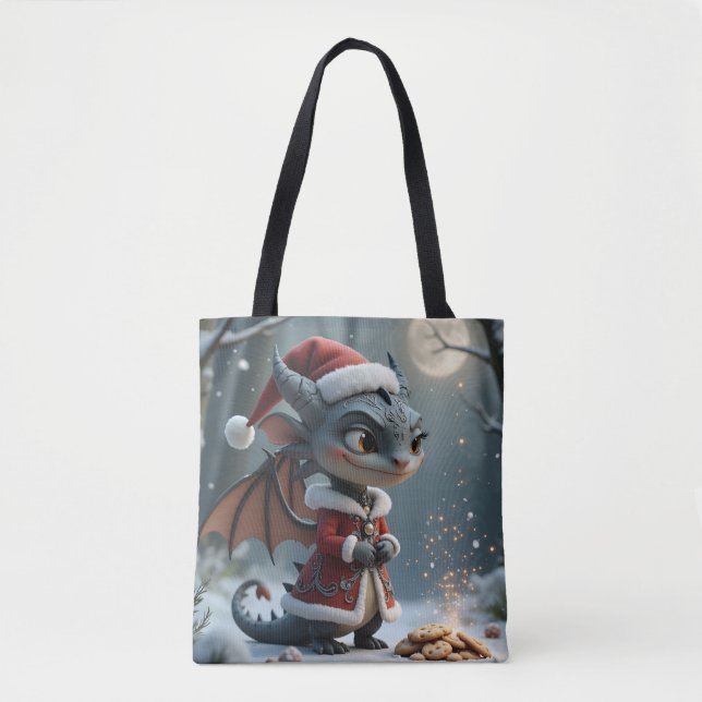 Bolsa Tote Moonlit Cookie Bandit – The Grey Christmas Dragon. (Frente)