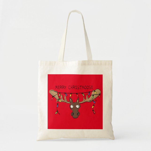 Bolsa Tote Moose Cute Engraçado Natal (Frente)