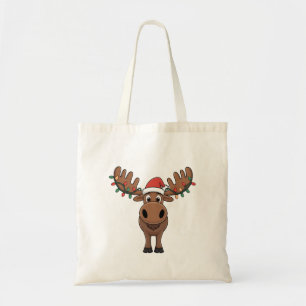 Bolsa Tote Moose da árvore de Natal Luz Engraçada Xmas Moose 