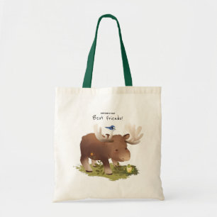 Bolsa Tote Moose ・ Imagem Animal da Floresta de Madeira
