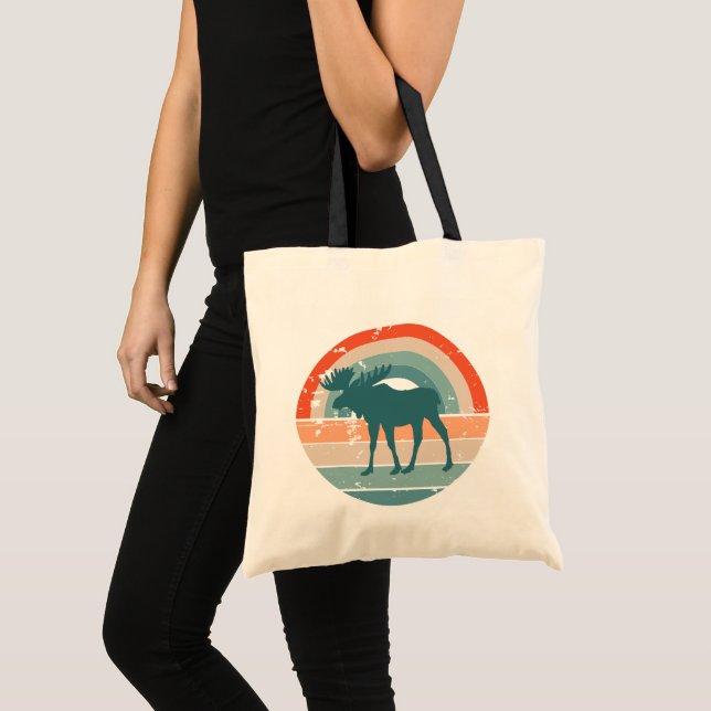 Bolsa Tote Moose Silhouette Retro Rainbow Selvagem Livre (Frente (produto))
