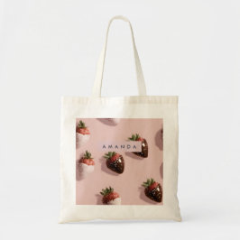 Bolsa Tote Morango-de-coleira-branca-branca personalizada