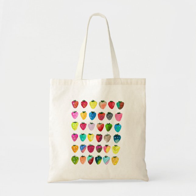 Bolsa Tote Morango doce doce fruta doce aquarela (Frente)
