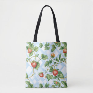 Bolsa Tote Morango Encantador e Pasta Folha - Vintage