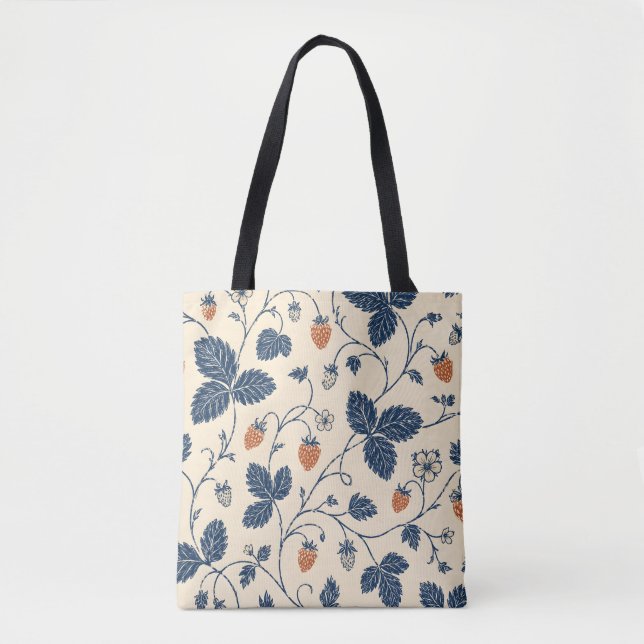 Bolsa Tote Morango Silvestre Ledger Botânicos Vintage  (Frente)