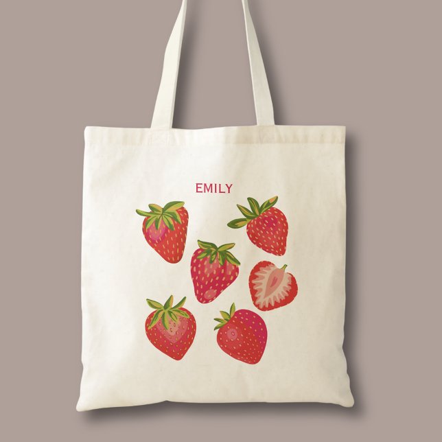 Bolsa Tote Morango Vermelho Cinto (Strawberry personalized tote bag.)
