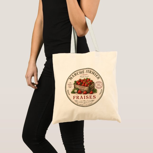 Bolsa Tote Morangos de Mercado de Agricultores Franceses Vint (Frente (produto))
