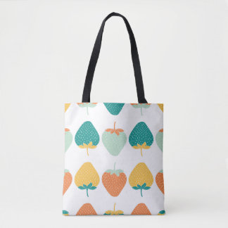 Bolsa Tote Morangos Multicoloridos: Padrão De Fruta Vintage.