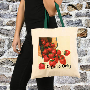 Bolsa Tote Morangos na cesta, bagas do vintage da fruta da