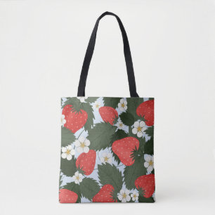Bolsa Tote Morangos: padrão de fruta de verão design.