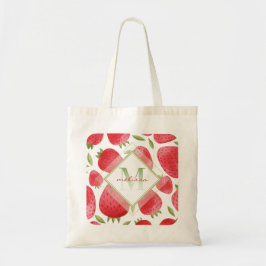Bolsa Tote Morangos Padrão 🍓 Monograma de Morango