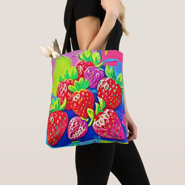 Bolsa Tote Morangos Pop Art (Close Up)