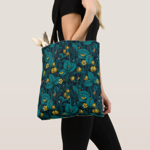 Bolsa Tote Morangos selvagens, amarelos e azuis