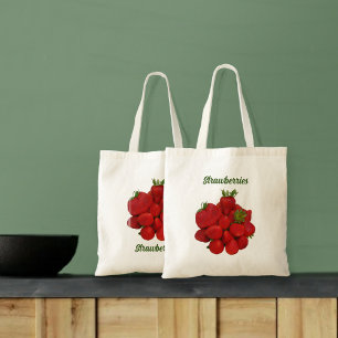 Bolsa Tote Morangos Vermelhos Fotográficos
