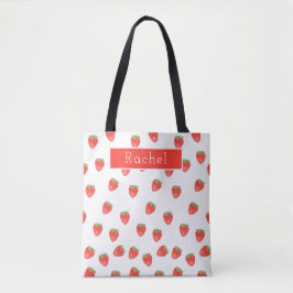 Bolsa Tote Morangueiro Divertido Nome Personalizado