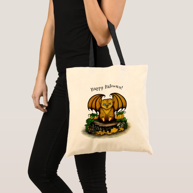 Bolsa Tote Morcego fofo de Halloween (Frente (produto))