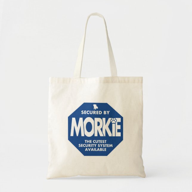 Bolsa Tote Morkie-Segurança-Azul (Frente)