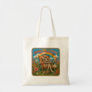 Bolsa Tote Morrendo por uma xícara de chá Retro Esqueleto Chá
