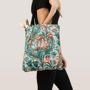 Bolsa Tote Morris Inspirou Tulipas,Peonias,Acanthus Green