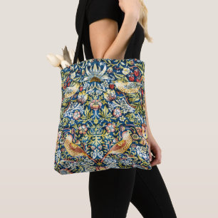 Bolsa Tote Morris - Pássaro de Morango e Padrão Floral