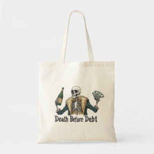 Bolsa Tote Morte Antes da Dívida - Ilustração de Caveira Vint