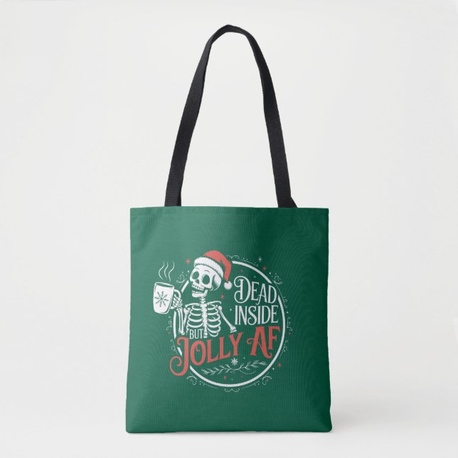 Bolsa Tote Morto Dentro Mas Jolly Af Skull Santa Claus Xmas (Frente)