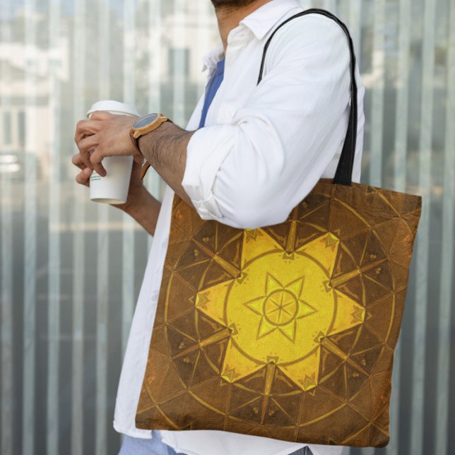 Bolsa Tote Mosaico Caleidoscópio Flor Amarelo (Criador carregado)