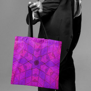 Bolsa Tote Mosaico Caleidoscópio Flor Rosa