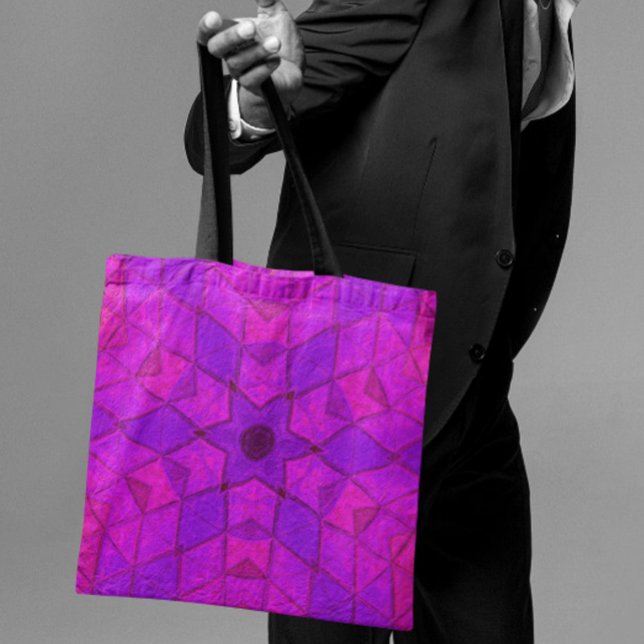 Bolsa Tote Mosaico Caleidoscópio Flor Rosa (Criador carregado)