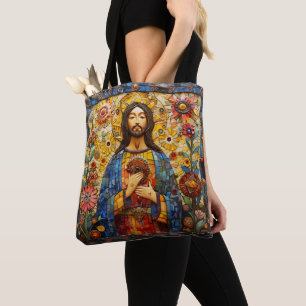 Bolsa Tote Mosaico Colorido de Jesus Cristo
